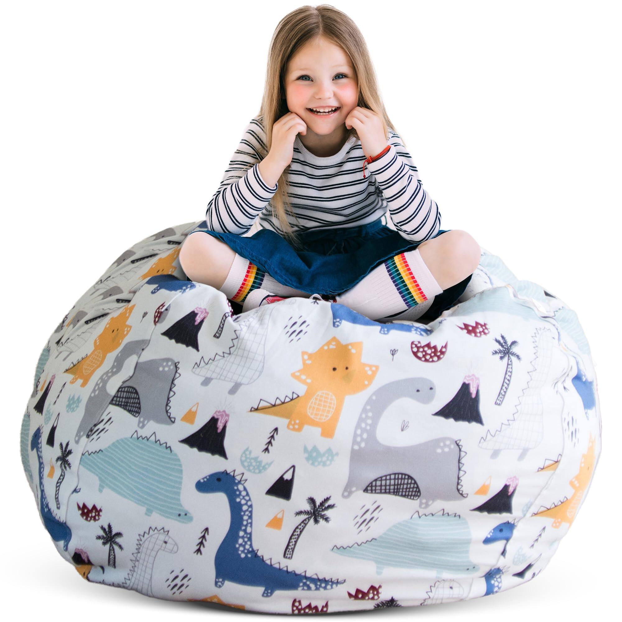 PO3TICJUNKI3 - Stuff n Sit Large 33 Bean Bag Storage Cover For Stuffed Animals Toys Giant Beanbag Chair Ages 3 14 Bedroom - Dinosaur