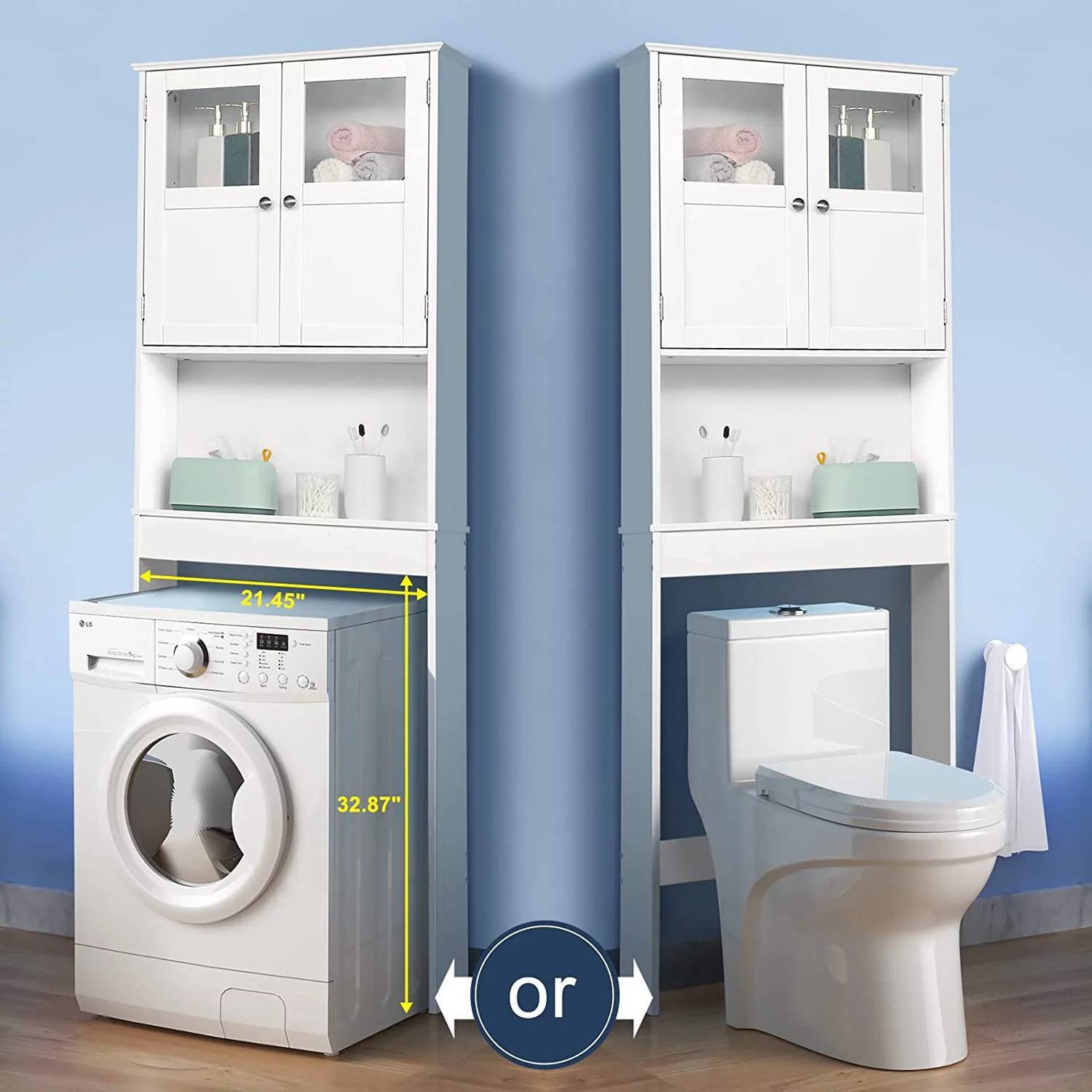 Alt View 6. Winado - Over The Toilet Bathroom Floor Storage Cabinet Free Standing w/Shelf Organizer - White.