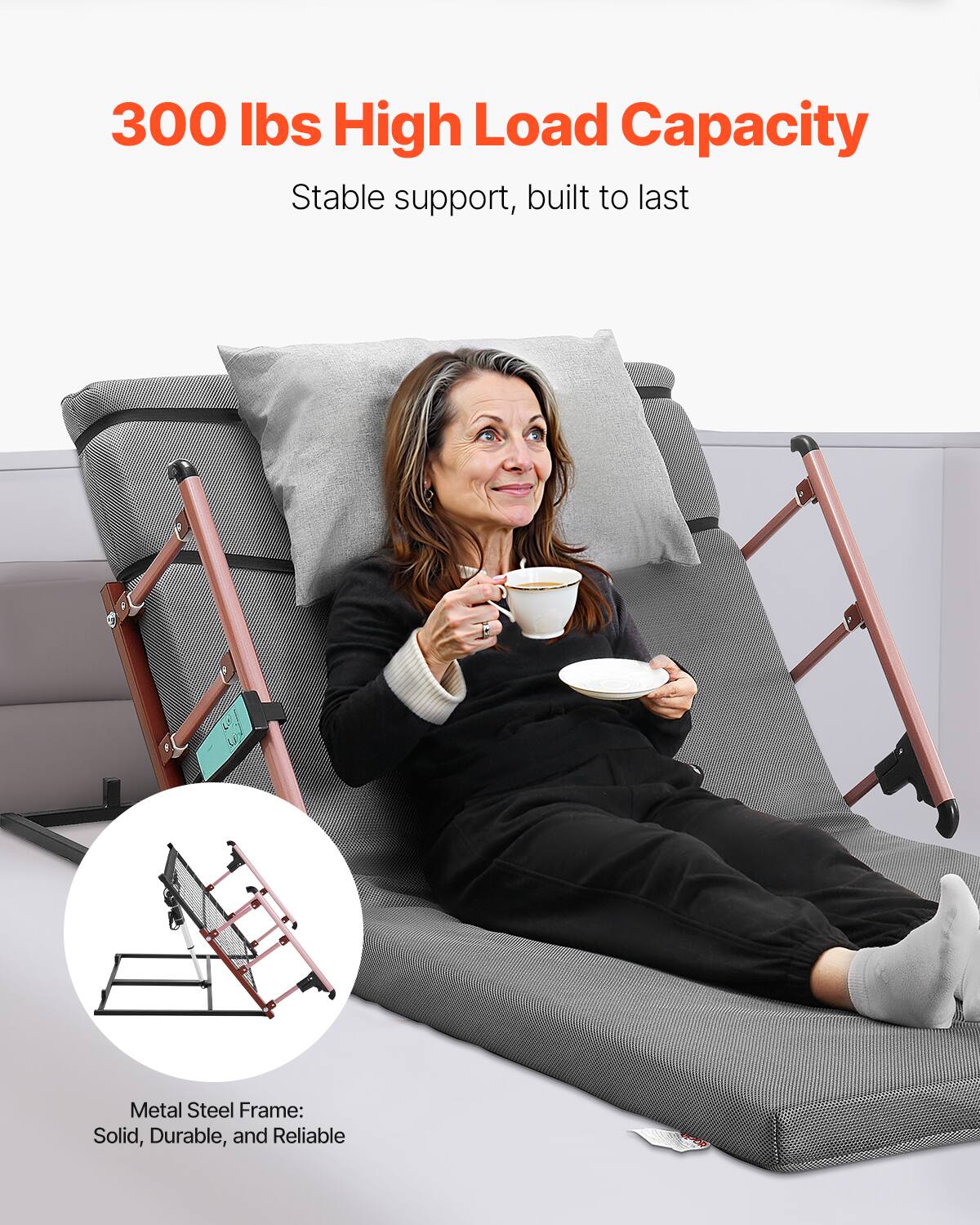 300 lbs High Load Capacity  
Stable support, built to last  

Metal Steel Frame:  
Solid, Durable, and Reliable