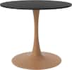 Front. LeisureMod - Bristol 24 in. Round Dining Table – MDF Top with Natural Wood Steel Pedestal Base, Modern Accent Kitchen Table - Black.