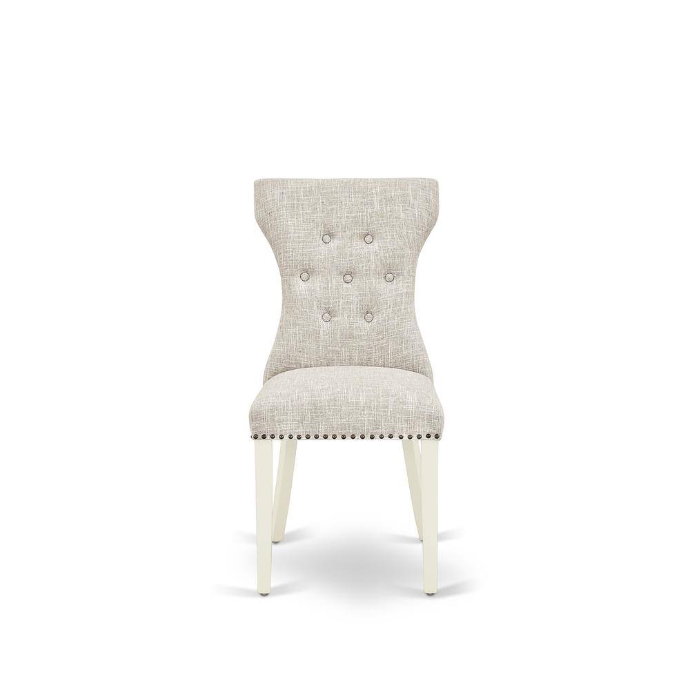 Left. East West Furniture - X026GA235-6 6-Piece Kitchen Dinette Set-Doeskin Linen Fabric Seat and Button Tufted Chair Back Parson dining room - Multi-Color.