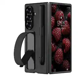 Stock Preferred - Wristband Case with Kickstand & S Pen Holder For Samsung Galaxy Z Fold 7 - Pattern Black