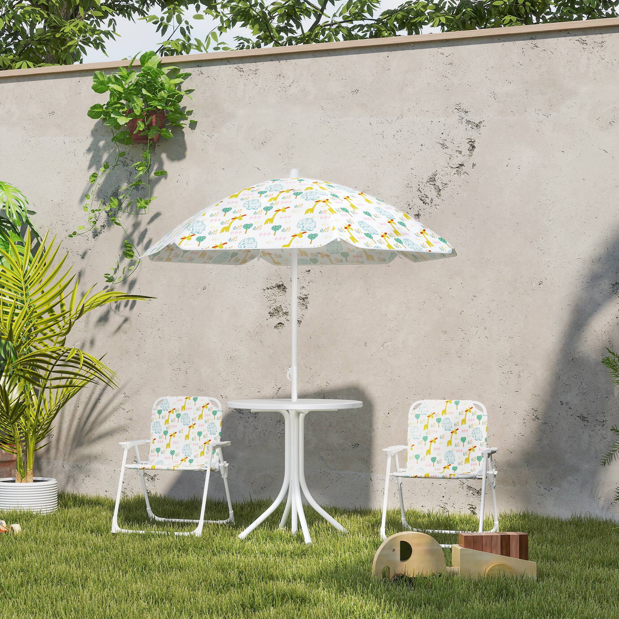 Alt View 1. Qaba - Picnic Table and Chair Set, Outdoor Activity Table with Foldable Chairs - White.