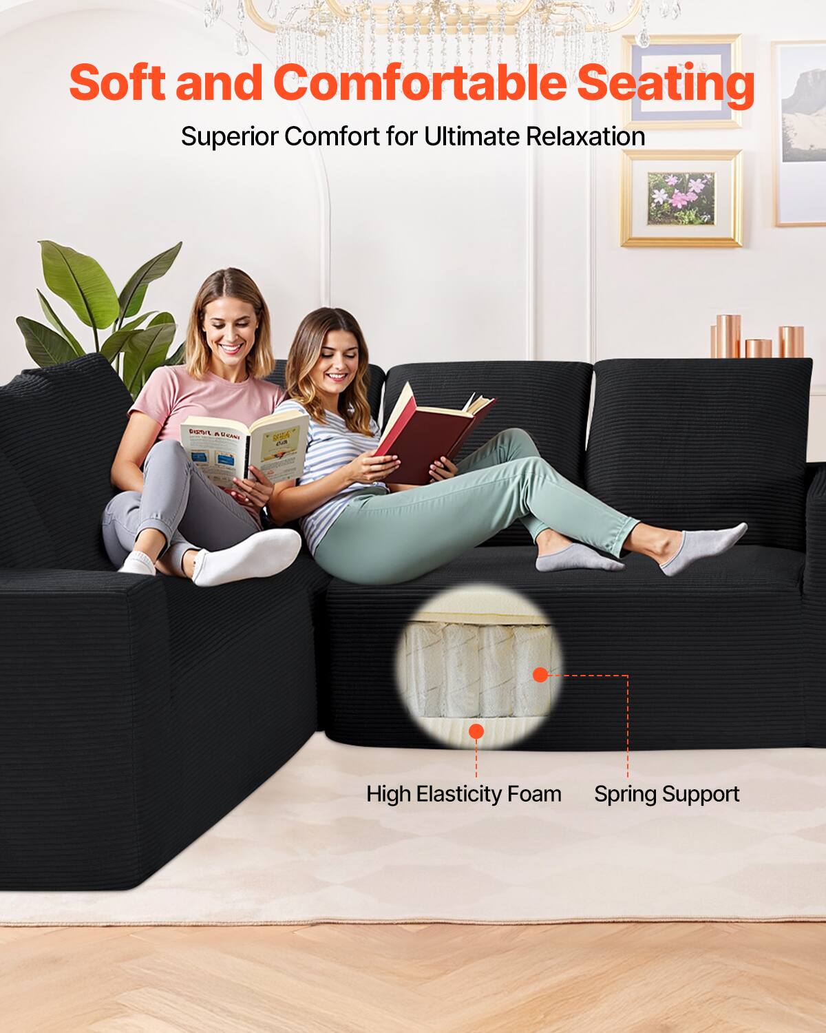 Soft and Comfortable Seating  
Superior Comfort for Ultimate Relaxation  

High Elasticity Foam  
Spring Support