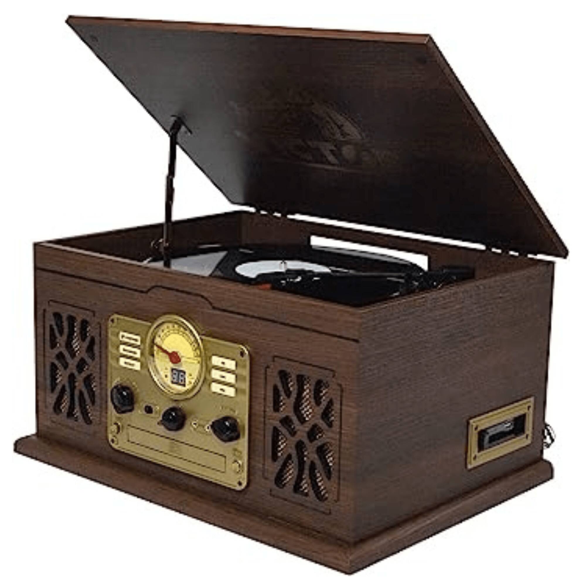 Angle. Victor Audio - Victor State 7-in-1 Wood Music Center - Espresso.