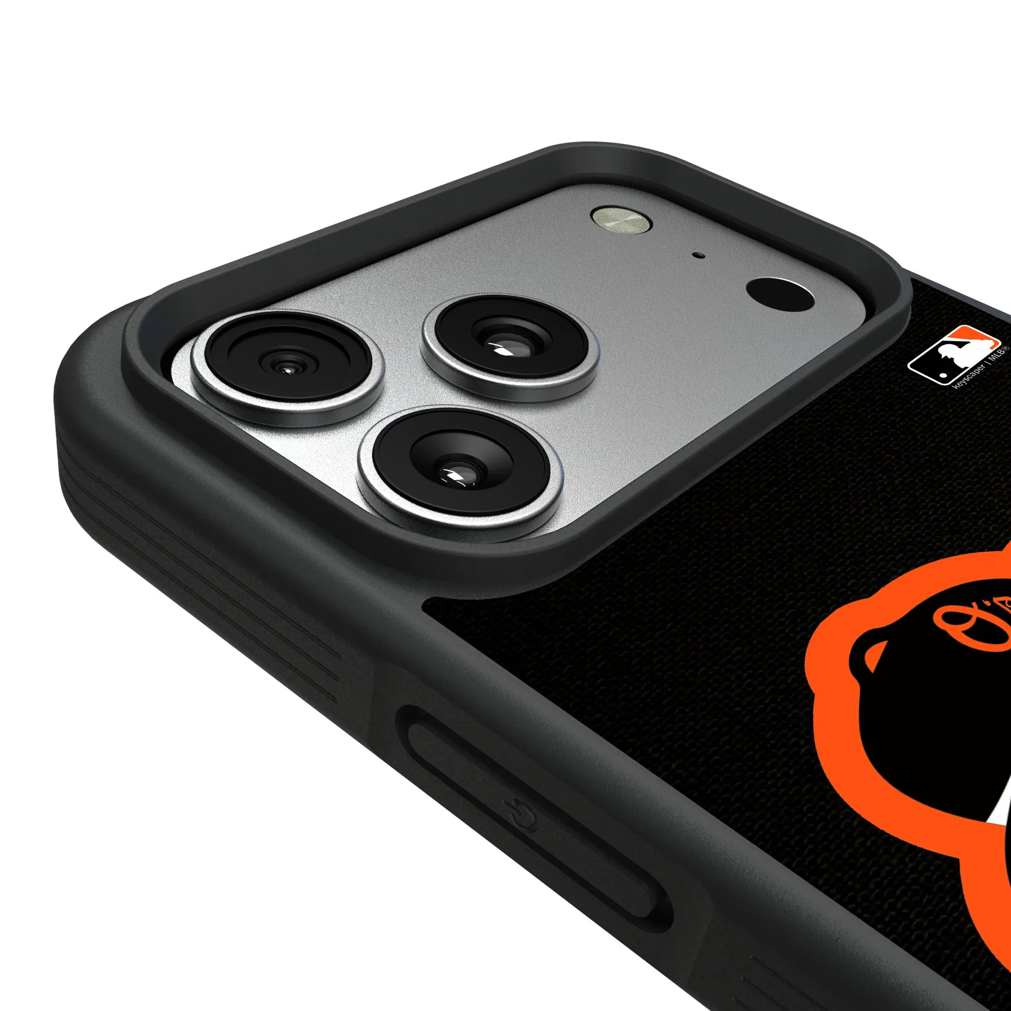 Alt View 2. Keyscaper - Baltimore Orioles Personalized Bump Case with 8.2ft Drop Protection - 13 Pro Max - Multicolor.