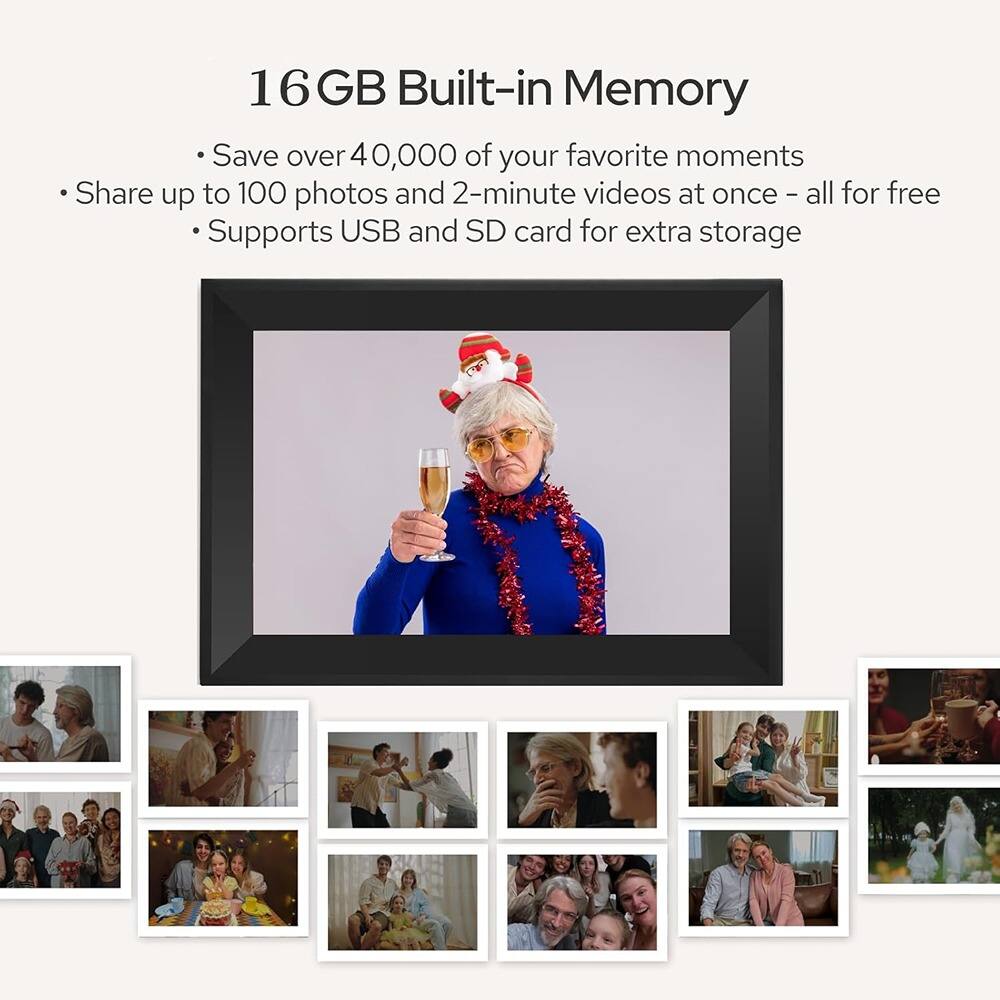 16GB Built-in Memory

- Save over 40,000 of your favorite moments
- Share up to 100 photos and 2-minute videos at once – all for free
- Supports USB and SD card for extra storage
