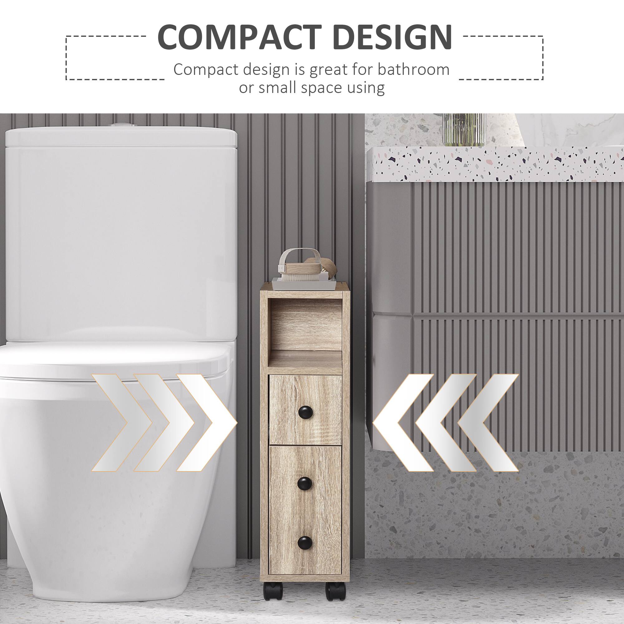 COMPACT DESIGN
Compact design is great for bathroom or small space using >> <