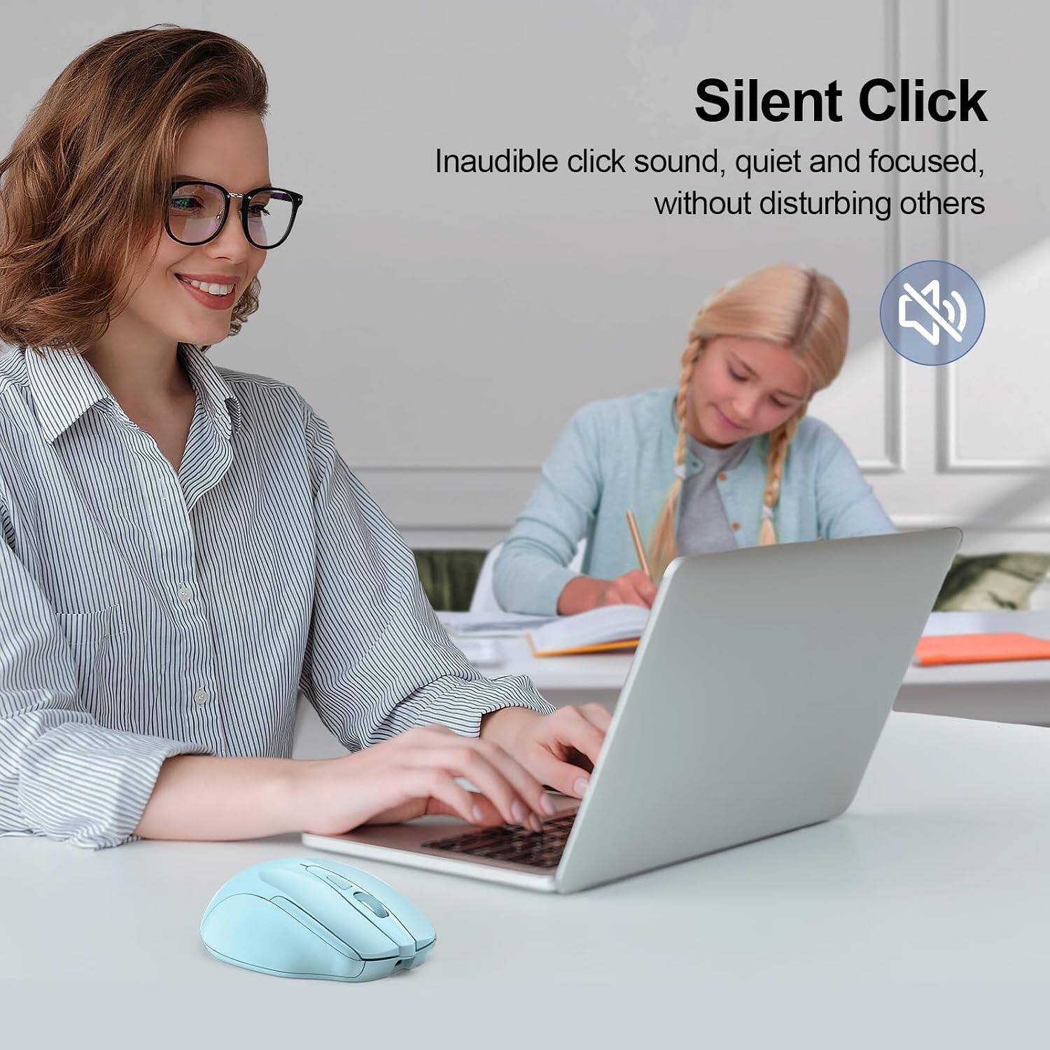Silent Click  
Inaudible click sound, quiet and focused, without disturbing others