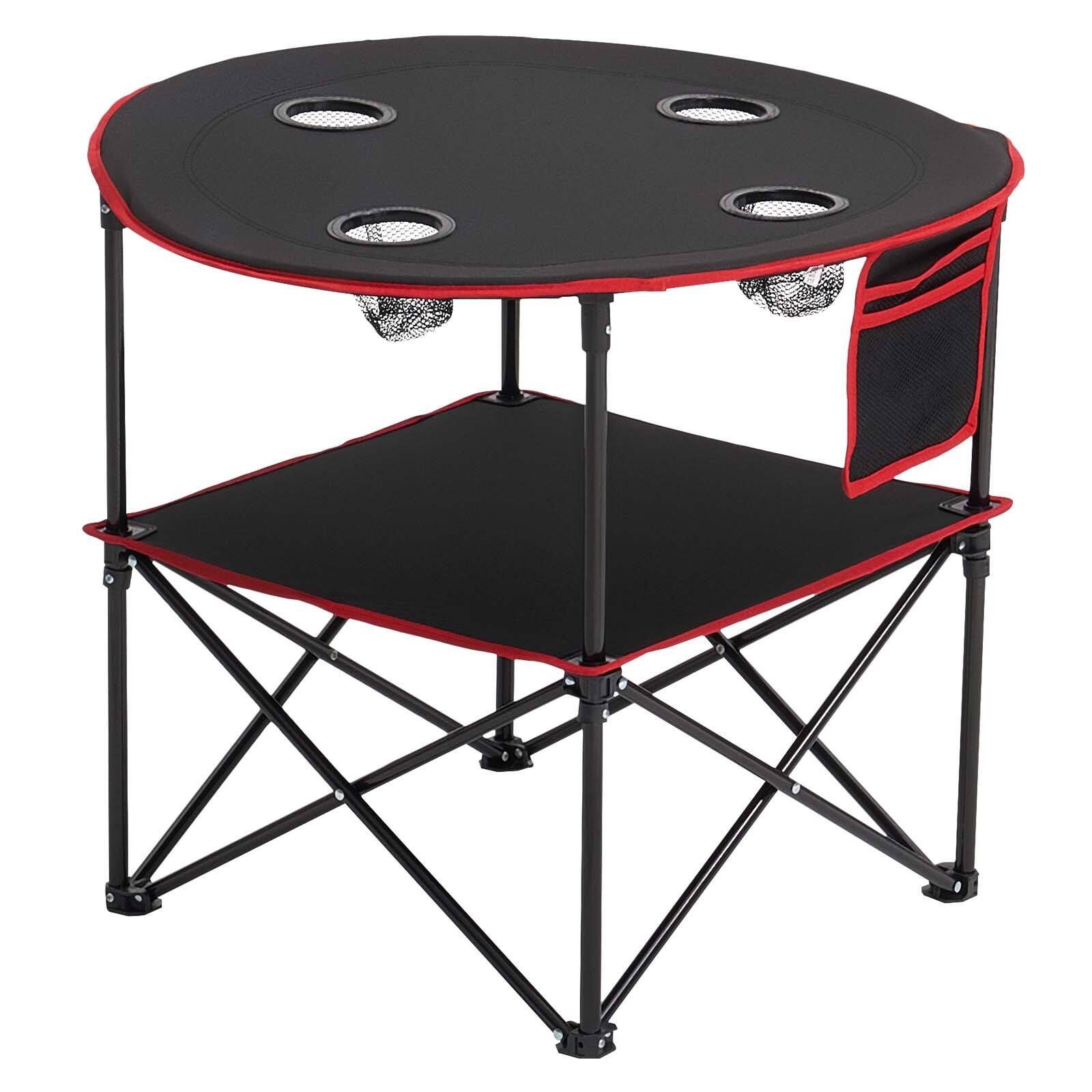 Alt View 9. Glintex - Camping Table, Portable Folding Camping Desk with 4 Cup Holders, Waterproof Fabric, Carry Bag for Picnic - Black.