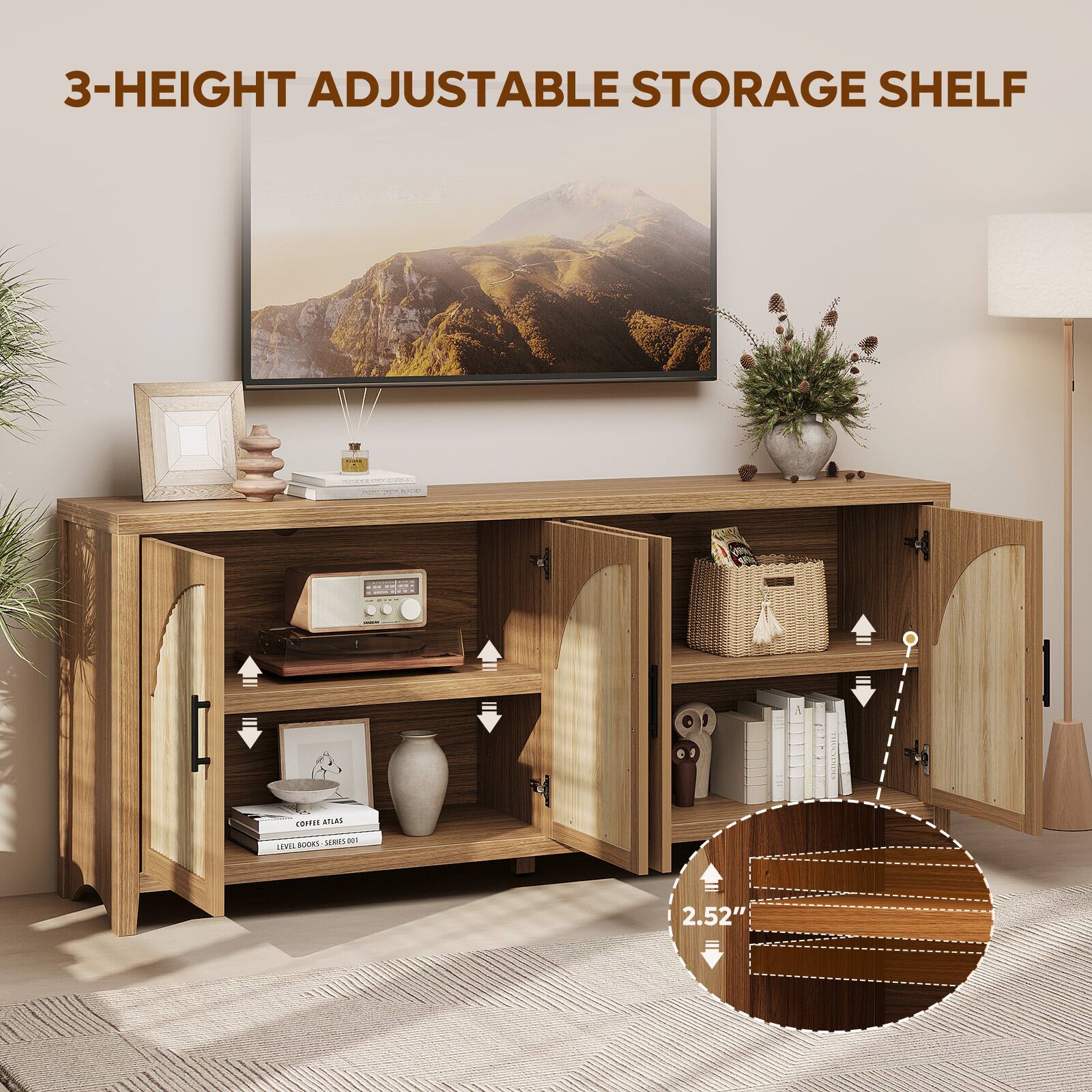 3-Height Adjustable Storage Shelf  
2.52"
