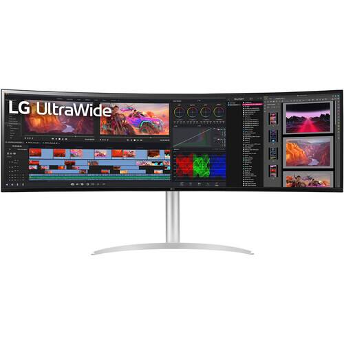 Back. LG - LG 49WQ95C-W UltraWide 49 Inch Curved Gaming Monitor 144hz 5120x1440 Bundle.