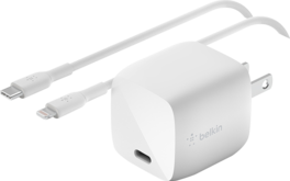 Belkin - 30W GaN Wall Charger USB-C Charger With Lightning Cable White - White