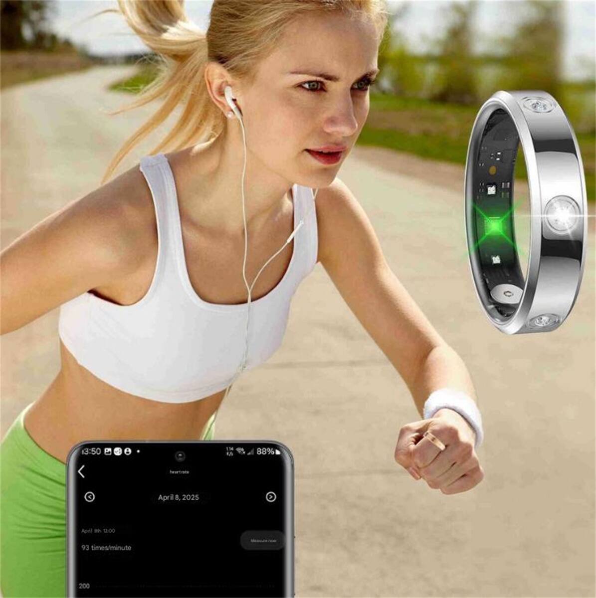 13:50 13 EA 88% heart rate April 8, 2025 93 times/minute 200