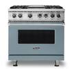 Front. Viking - 5-Series 5.6 Cu. Ft. Self-Cleaning Freestanding Dual Fuel Convection Range - 4 Burner - November Sky.