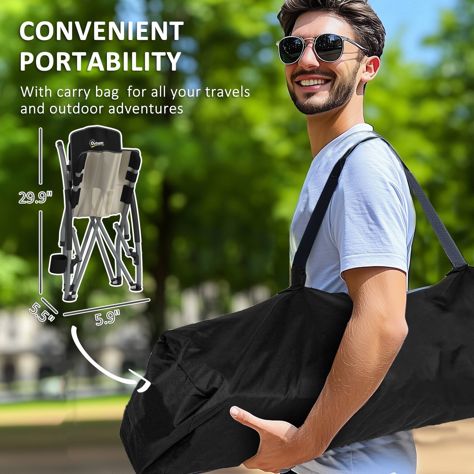CONVENIENT PORTABILITY  
With carry bag for all your travels and outdoor adventures  

29.9"  
5.5"  
5.9"