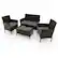 Alt View 1. Costway - 4 PCS Patio Furniture Set with Washable Cushions and Tempered Glass Coffee Table - Mix Brown + Grey.