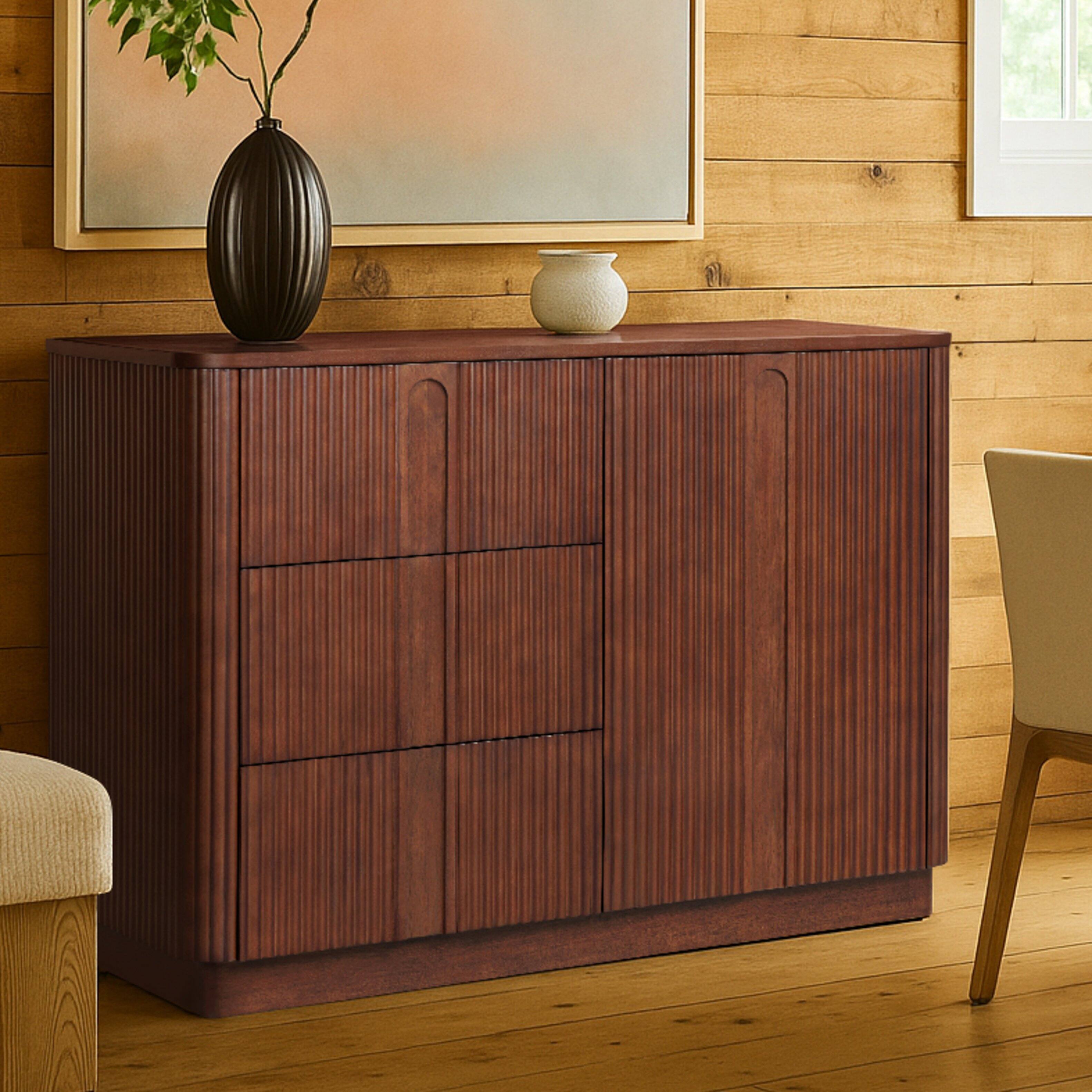 Front. Teamson Home - Teamson Home Potomac Sideboard with 3 Drawers and 1 Door, Walnut - Brown.