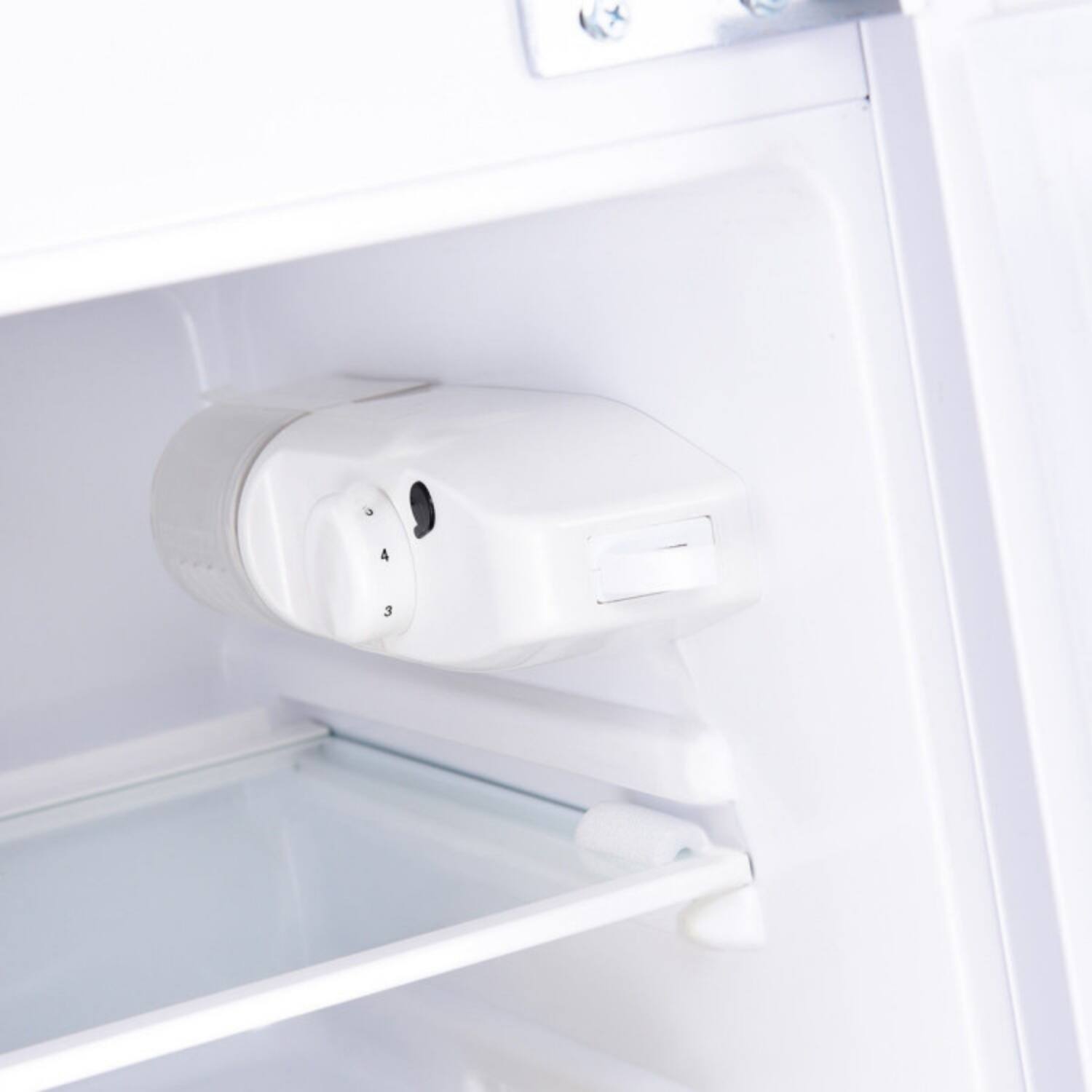 Alt View 7. LUCKY ONE - 3.2 cu ft Freestanding Compact Refrigerator with Freezer - Glass Shelves LED Light - White.