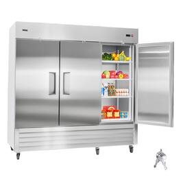 VEVOR - Commercial Reach-In Refrigerator 85" W, 69 Cu.Ft Stainless Steel Upright Refrigerator with Three Doors, Auto-Defrost - Stainless steel color