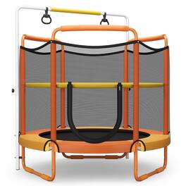 Costway - 5FT Kids 3-in-1 Game Trampoline Seamless W/ Enclosure Net Spring Pad In/ Outdoor - Orange,Yellow,Black