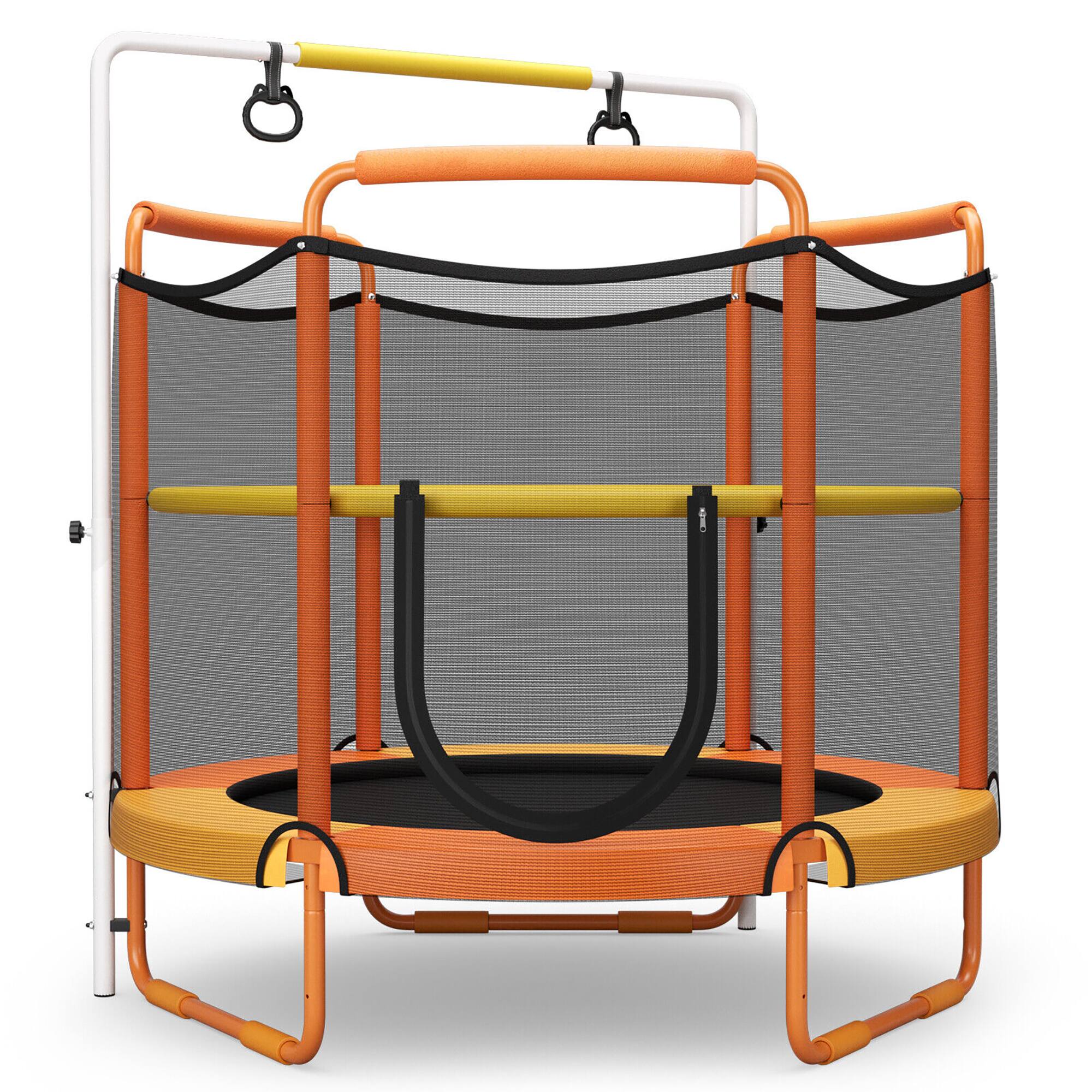 Front. Costway - Costway 5FT Kids 3-in-1 Game Trampoline Seamless W/ Enclosure Net Spring Pad In/ Outdoor - Orange,Yellow,Black.