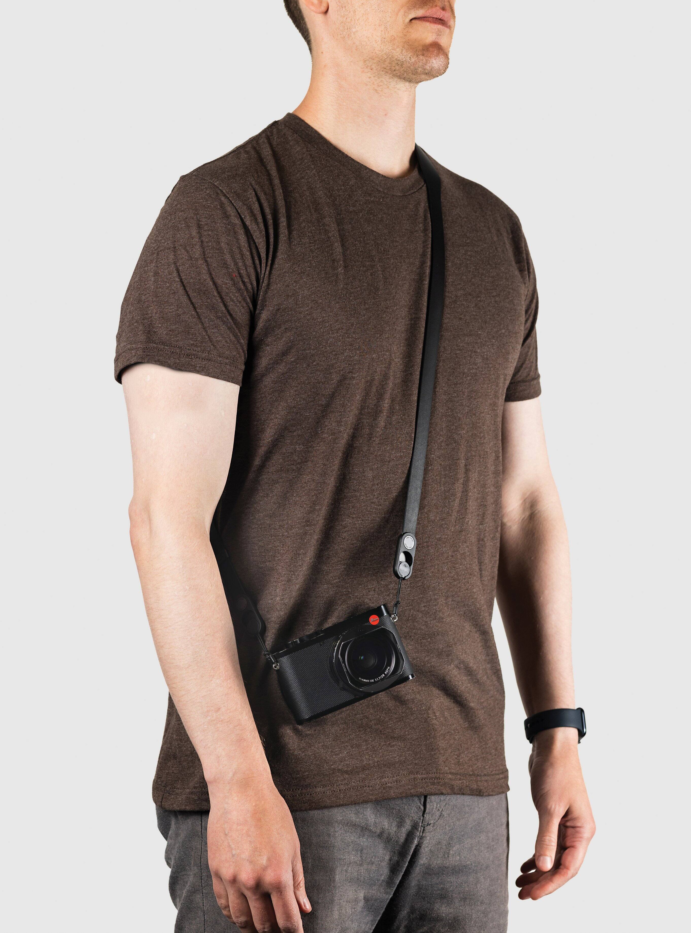 Angle. Peak Design - Form Leather Camera Strap Long Black - Black.