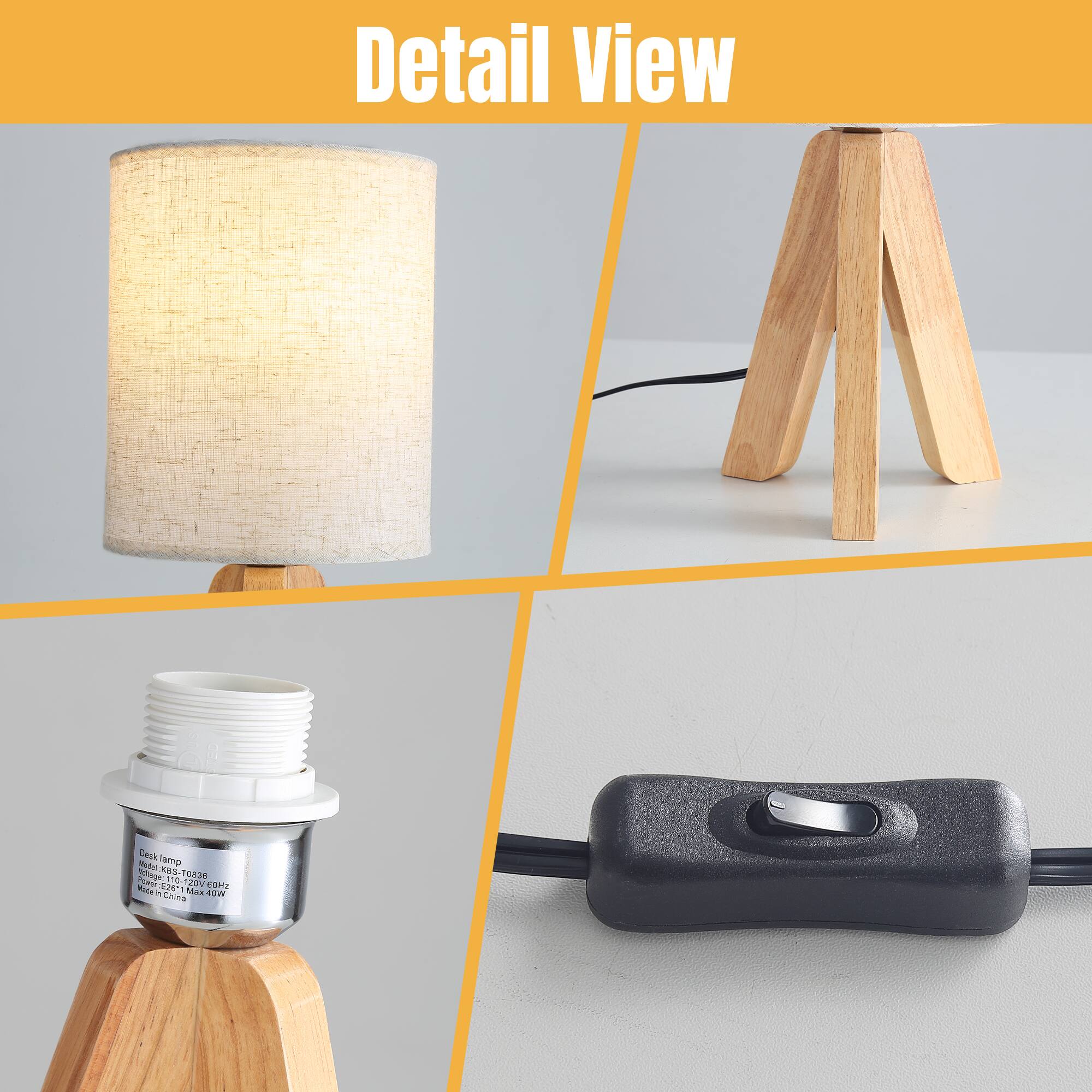 Detail View Deck lamp  
Model: TD-1038  
Made in China  
Max: 40W  
120V  
Made in China