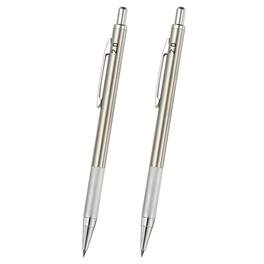 Unique Bargains - 2pcs Mech Pencil 2mm, Lead Holder Medium Point Metal for Drawing, Sketching, Woodworking - Silver