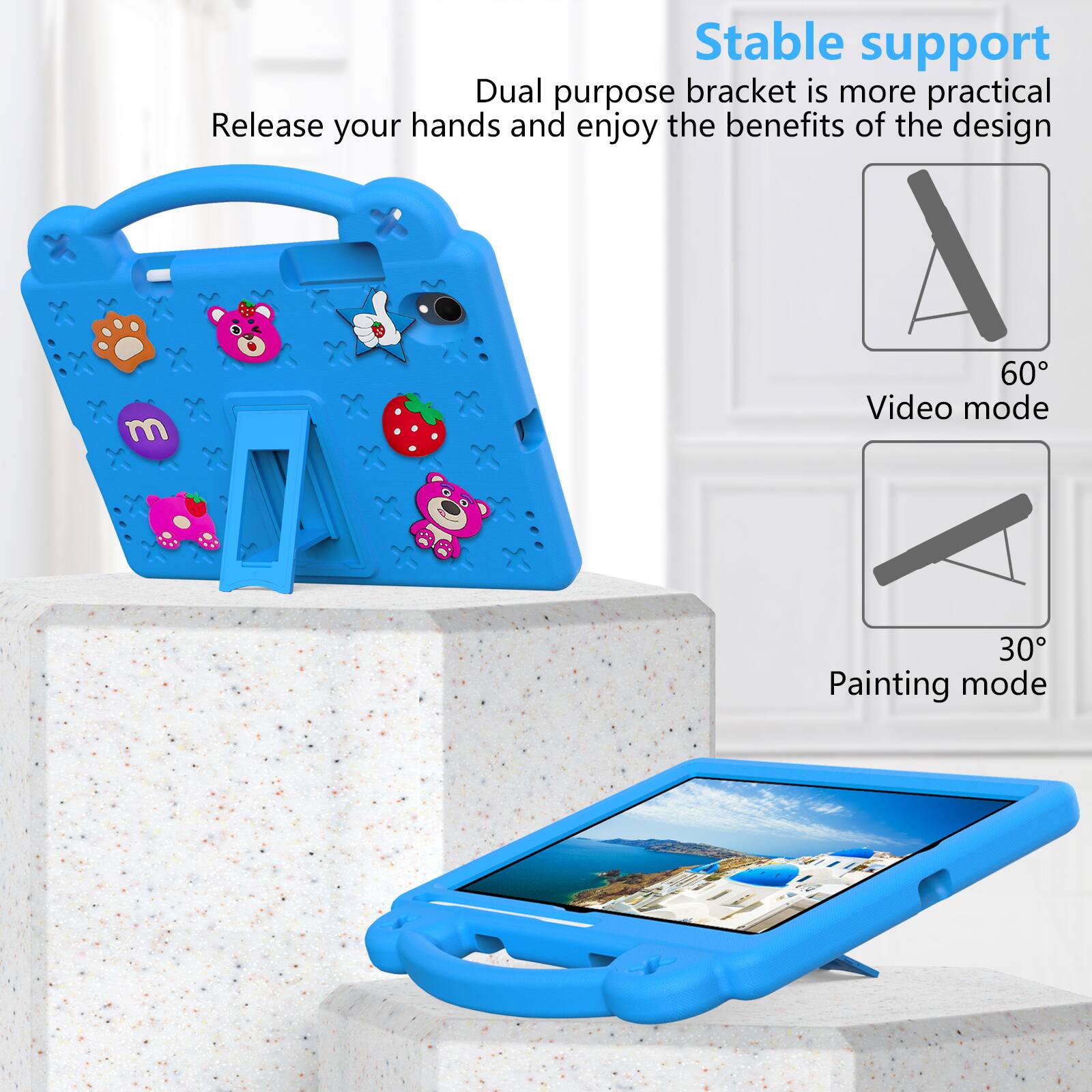 Stable support  
Dual purpose bracket is more practical  
Release your hands and enjoy the benefits of the design  

60° Video mode  
30° Painting mode