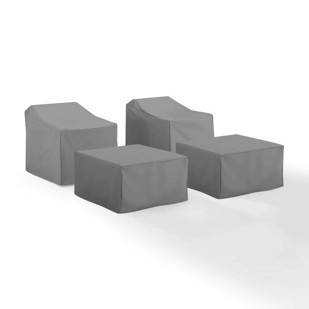 Angle. Crosley Furniture - 4Pc Outdoor Furniture Cover Set - 2 Arm Chairs & 2 Ottomans - Gray.