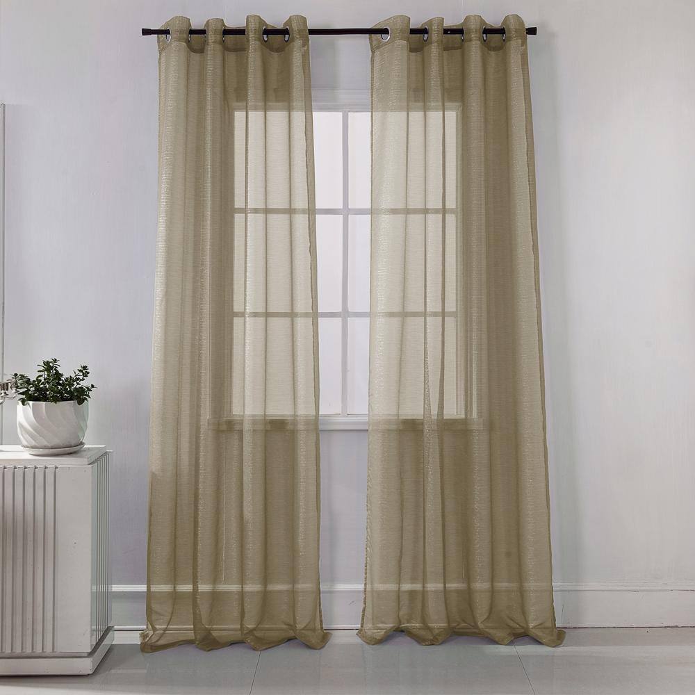 Angle. RT Designers Collection - Stylish Taupe Lonnie Grommet Curtain Panel - 54x90" for Elegant Window Treatments - Taupe.