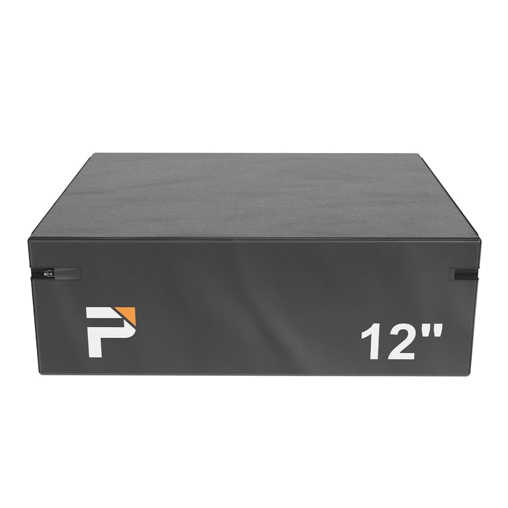 Power Systems - Stackable Plyo Box 12" - Vinyl Covered Plyometric Jump Box with Hook & Loop Straps - Black