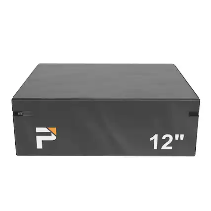 Front. Power Systems - Stackable Plyo Box 12" - Vinyl Covered Plyometric Jump Box with Hook & Loop Straps - Black.