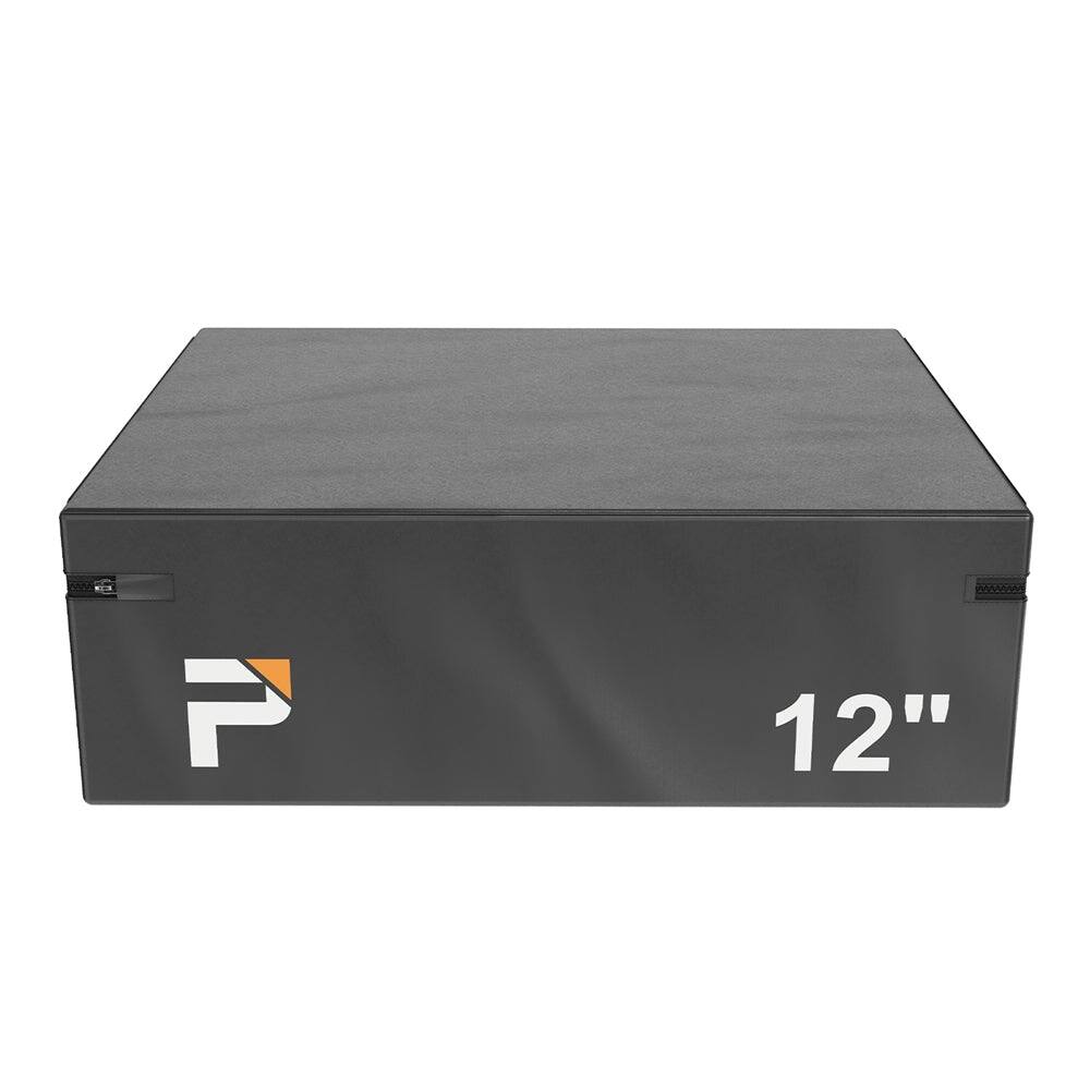 Front. Power Systems - Stackable Plyo Box 12" - Vinyl Covered Plyometric Jump Box with Hook & Loop Straps - Black.