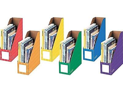 Front. Bankers Box - 12.88" x 4.25" x 11.38" Cardboard Magazine File, 6/Pack - Assorted Colors.