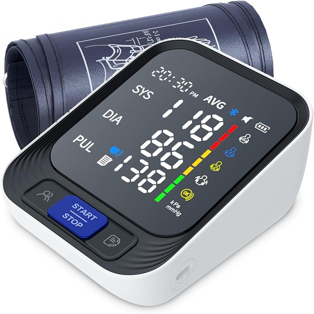 RTMB - Automatic Upper Arm Blood Pressure Monitor with Large Adjustable Cuff, Color Screen - White, Black