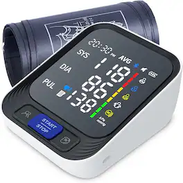 RTMB - Automatic Upper Arm Blood Pressure Monitor with Large Adjustable Cuff, Color Screen - White, Black