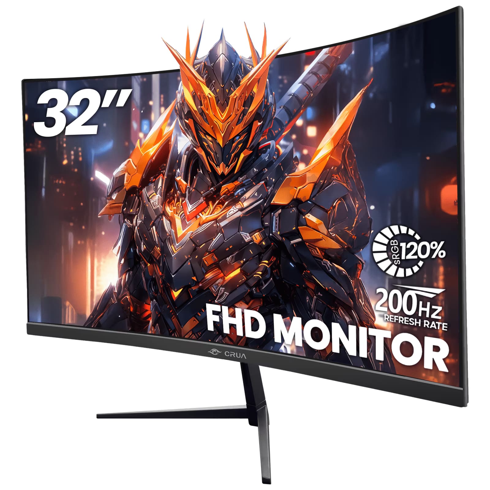 CRUA - 32" Curved Gaming Monitor -200Hz FHD (1920 *1080P), 120% sRGB, AMD Freesync, HDMI/DP, Wall Mountable Installs