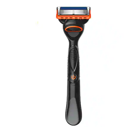 Front. Dazzed Corner - 5 Power Razor for Men, Handle + 1 Blade Refill, Smooth Shave - Black.