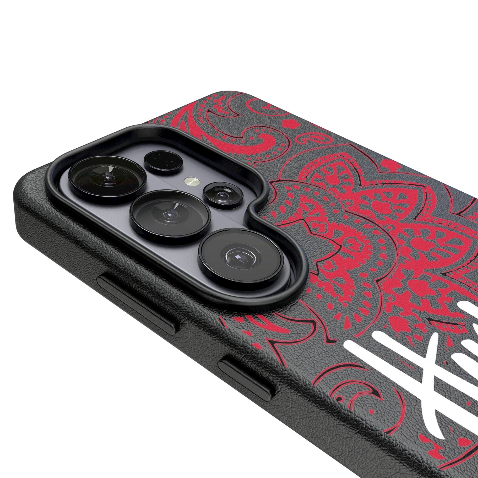 Alt View 2. Keyscaper - Nebraska Huskers Paisley Galaxy Magnetic Bump Case - S25 Ultra - Black.