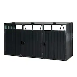 Mondawe - 3 Trash Cans Metal Outdoor Bin Shed - Charcoal