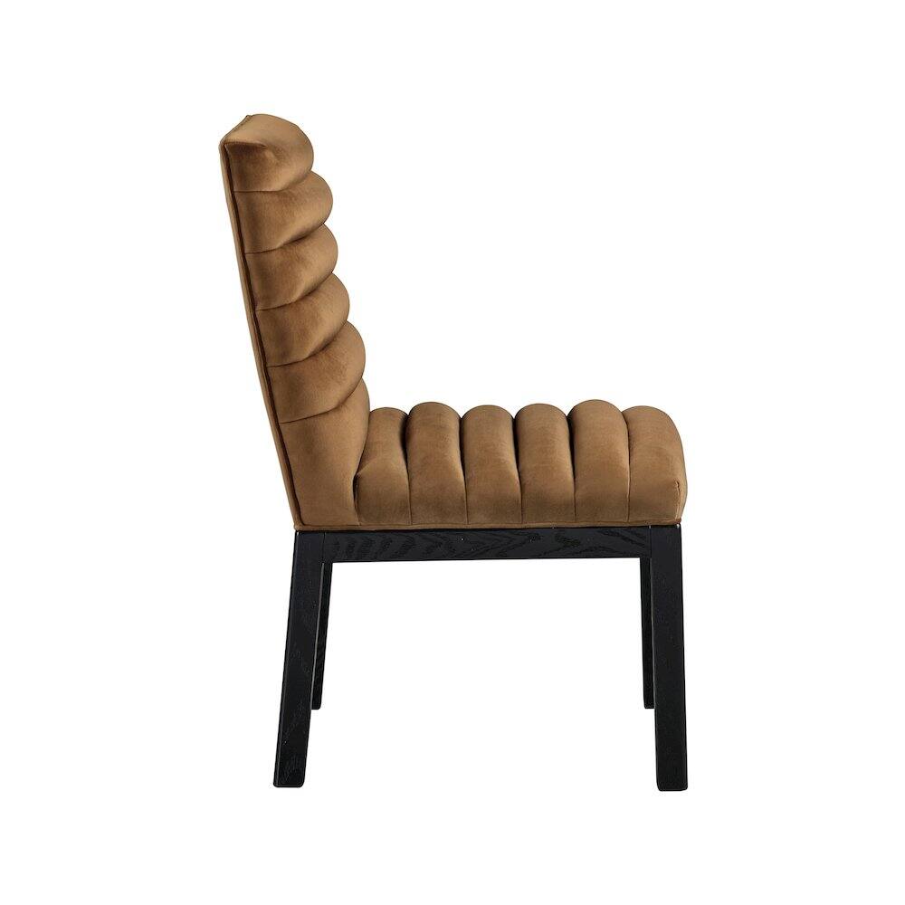 Alt View 2. Meridian Furniture - Evelyn Saddle Velvet Dining Chair - Brown.