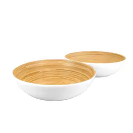 Lexa - Bamboo Salad Bowl Set, 12 Inch x 2 - White