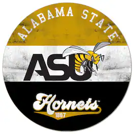 Jardine - Alabama State Hornets 20'' x 20'' Retro Logo Circle Sign - Black