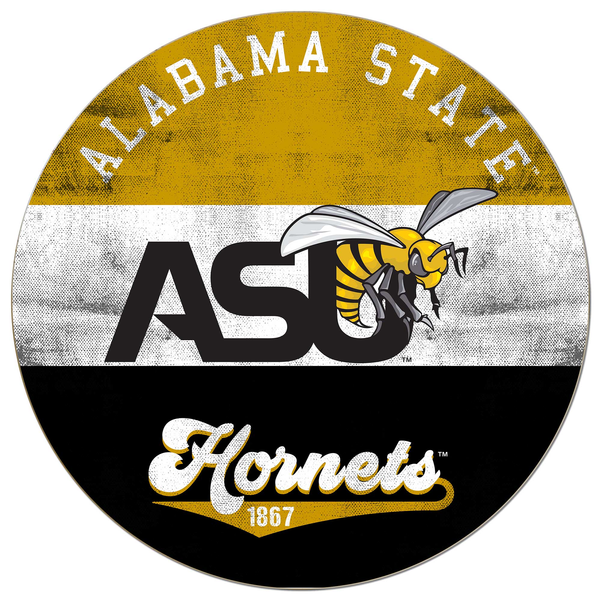 Alabama State Hornets 20'' x 20'' Retro Logo Circle Sign