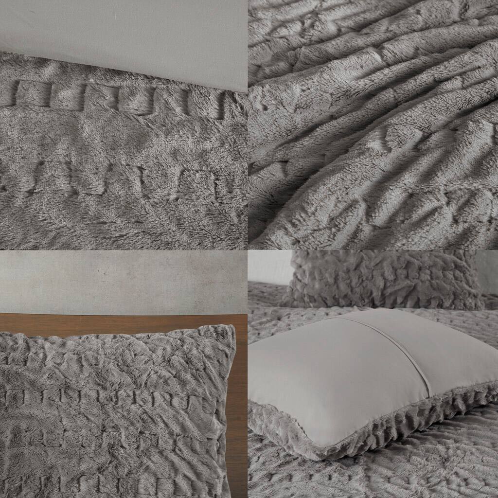 Alt View 5. Gracie Mills - Gracie Mills Hanna Faux Fur Down Alternative Comforter Set - Grey.