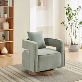 GOODSILO - Modern Swivel Accent Barrel Chair with Weathered Base for Living Room, Bedroom, or Office - Pale Green