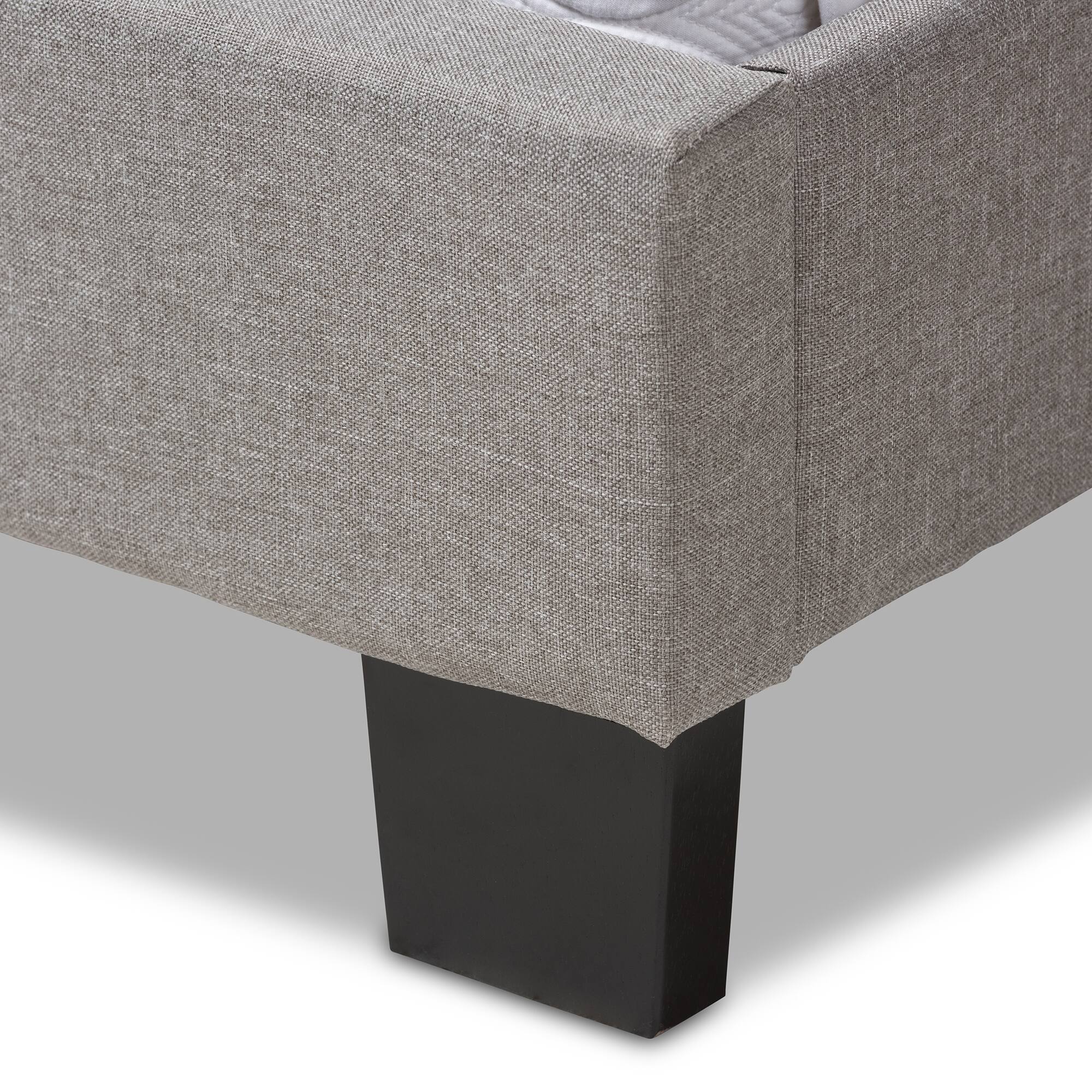 Alt View 1. Baxton Studio - Cassandra Modern and Contemporary Fabric Upholstered Queen Size Bed - Light Grey.