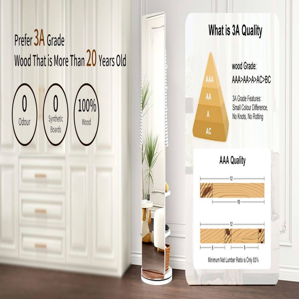 Prefer 3A Grade Wood That is More Than 20 Years Old

0 Odour
0 Synthetic Boards
100% Wood

What is 3A Quality

wood Grade:
AAA > AA > A > AC > BC

3A Grade Features:
Small Colour Difference, No Knots, No Rotting

AAA Quality

Minimum Net Lumber Ratio is Only 83%